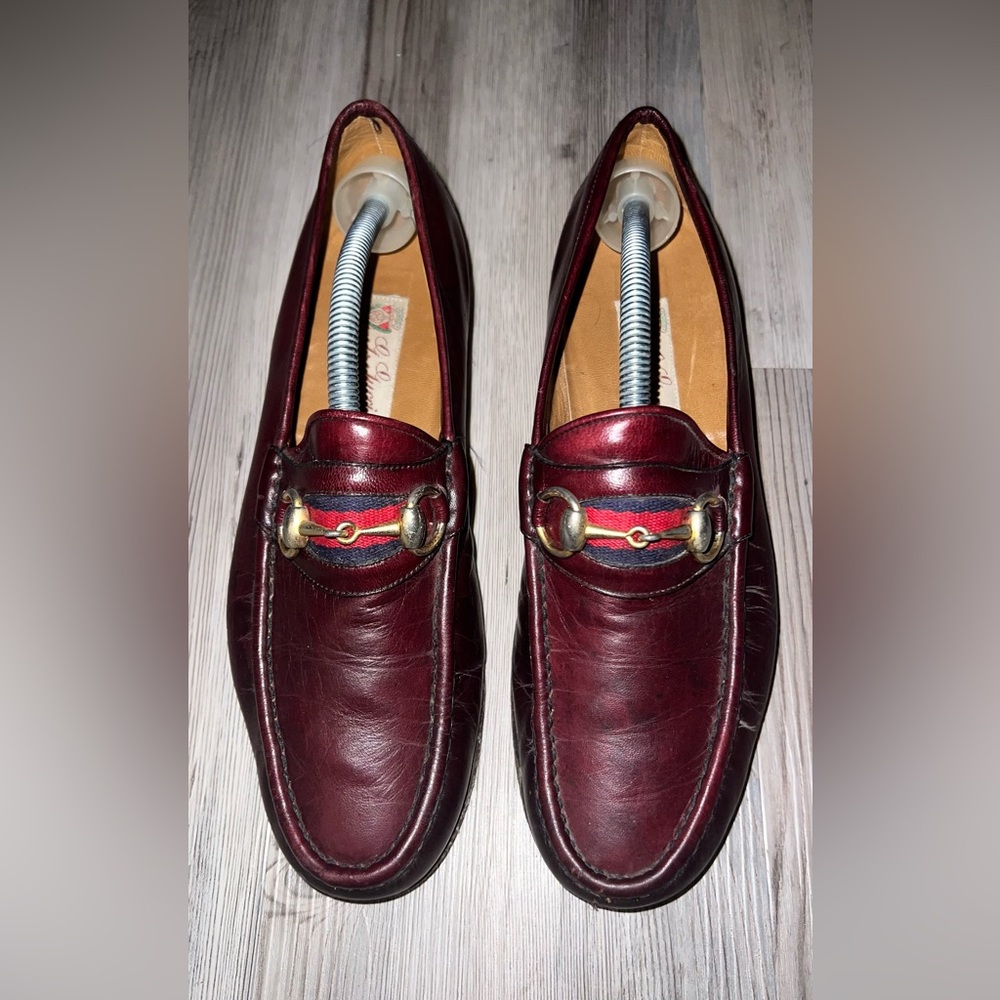 Vintage Gucci Men 8.5M US 41.5 EU Horse Bit Loafers Burgundy Leather